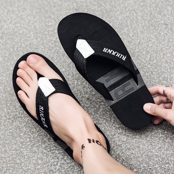 RIHANR Flip Flops For Men In Summer Wear Anti-slip Trendy Sandals Soft Sole Comfortable Beach Shoes Personalized Foot-clip Slipp_vogvips.com
