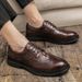 Men's Leather Brogue Style, British Casual Shoes, Business Formal Wear, Thick-soled Height-increasing Youth Suit Shoes_vogvips.com
