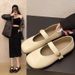 Spring Retro Versatile Round Head Flat-soled Single Shoes Soft Leather Comfortable Versatile One-word Belt Women's Shoes_vogvips.com