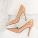 Super high heel shallow mouth pointed bright face patent leather all-match high heels women's single shoes_vogvips.com
