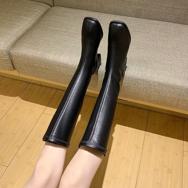34-43 Large Size Shoes 41 Fat Feet Thick Heel Women's Small Korean Style Over-the-Knee Knight Boots 42_vogvips.com