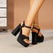 Large Black Suede Bow Solid Color Waterproof Platform Chunky Heel Thick Sole Square Toe Simple Large Size Foreign Trade_vogvips.com