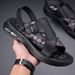 Genuine Leather Summer Cowhide Beach Shoes 2025 New Style Driving Outdoor Non-Slip Dual-Use Dad Men's Sandals_vogvips.com