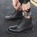 European Warm Series Men's Winter Boots With Fleece Lining, Thickened Martin Black Leather Work Boots, High-top Warm Cotton Shoes_vogvips.com
