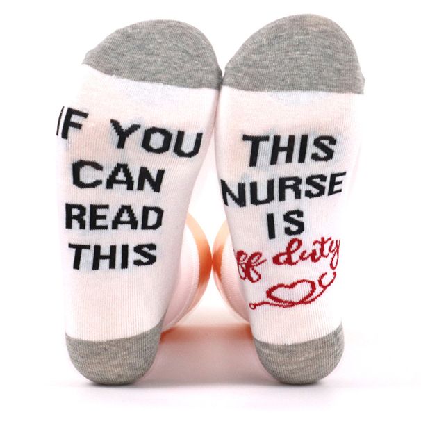 Nurse teacher cotton mid-tube socks sole letter jacquard leisure sports socks_vogvips.com