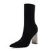 Plus Sock Simple Thick High Heel Pointed Toe Sexy Nightclub Slimming Knitted Over-the-Knee Long Boots Size 42_vogvips.com