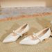 Jane Elegant Basics Casual Business Wedding Party Niche Pointed Satin Single Women S Thick Heels Flat Bridesmaid Shoes_vogvips.com