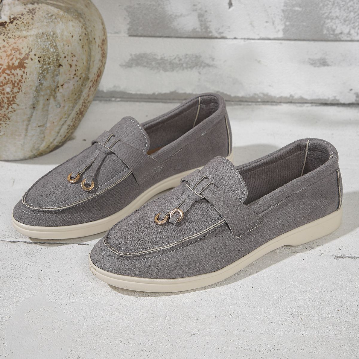 SHLIANG Suede Leather Women Loafers Shoes Spring Autumn Fashion Casual Women Shoes Rubber Sole Women Flat Loafers Comfortable Shoes Y0190_vogvips.com