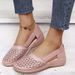 Summer Large Casual Clog Shoes And Style Wedge Hollow Out Solid Color Low Heel Sandals For Women,_vogvips.com