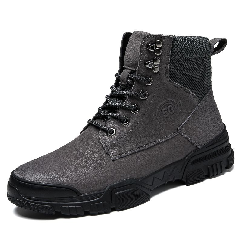 Men's Shoes Invisible Height Increase Men's High-top Martin Boots Retro Tooling Boots Flat Boots_vogvips.com