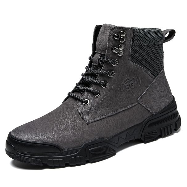 Men's Shoes Invisible Height Increase Men's High-top Martin Boots Retro Tooling Boots Flat Boots_vogvips.com