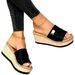 New Plus Size Summer Fish Mouth Cloth Cover, Foot Fashion, Cool Slippers, Height Increasing Wedge Heel Women's Shoes_vogvips.com