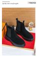 Men's Martin Large Size 46, Casual Chelsea Boots, Trendy British Style, Thick-Soled Black Suede Chimney Boots_vogvips.com