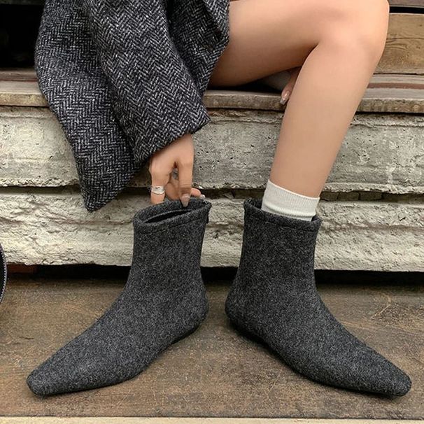 Ankle Boots For Women Flats Suede Pointed Toe Shoes Fashion Dress Winter Short Trend Cozy Botas De Mujer 251105_vogvips.com