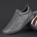Euro Step 2025 Autumn New Low-top Casual Leather Slip-on Elastic Band Electric Embroidery Versatile Korean Style Men's Shoes_vogvips.com