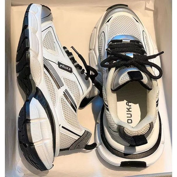 Women's Dad Sneakers 2025 New Spring And Autumn Street Thick Sole Height Increasing Versatile Casual Hong Kong Style_vogvips.com
