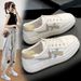 Genuine Leather White Sneakers For Women, 2026 Spring New Model, Slip-on Casual Sneakers, Versatile And Breathable,_vogvips.com
