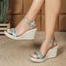 Women's Open Toe Wedge Sandals Thick Sole Single Strap High Heels Summer Style Crossover_vogvips.com