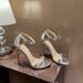 08 Women's Sandals Silver Gorgeous One-Strap 2026 New Summer French Fashion Versatile Black Stiletto High Heels_vogvips.com