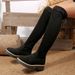 Women's Slimming Over The Knee Boots Round Toe Back Lace Up Plus Size Winter New Style_vogvips.com