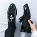 Black Loafers For Men Patent Leather Tassels Round Toe Block Mens Formal Shoes Handmade Size 38-46 Mens Shoes_vogvips.com