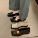 Vintage British Style Metal Buckle Single 2025 New Square Toe Soft Sole Loafers Women Slip-On Small Leather Shoes_vogvips.com