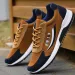 Mens Brown Blue Color Block Casual Sneakers Breathable Comfortable_vogvips.com