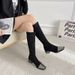Over-the-Knee Square Toe Stretch Slim 2024 Autumn Winter New Patchwork Fashion Boots Chunky High Heels Versatile_vogvips.com