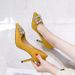Girl Rhinestone Stiletto High Heels Pointed Toe Suede Shoes Women's Professional Formal Work Wedding Red Black Single Shoes_vogvips.com
