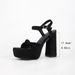 Large Black Suede Bow Solid Color Waterproof Platform Chunky Heel Thick Sole Square Toe Simple Large Size Foreign Trade_vogvips.com