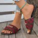 2026s New Women's Plus Size 36 43 Flat With Metal Chain Buckle Print Design Square Open Toe Outdoor Beach Slippers Free_vogvips.com