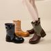 Retro British-Style Women's Martin 2026 New Model Stacked Genuine Leather Spliced Mid-Calf Boots With Chunky Heel And_vogvips.com