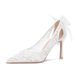 Milk Silk Hollow-out Pointed-toe Stiletto Bridal Breathable Mesh Wedding Shoes, Popular Cross-border Bridesmaid Shoes_vogvips.com