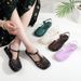 Open-toe Cutout Sandals With Flat Heel, Square Toe, Roman Woven Mesh, Casual Jelly Women's Shoes For Summer, Beach,_vogvips.com