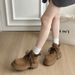 Platform Lace-up Martin For Women 2025 Autumn New Fashion Workwear Yellow Melad Short Boots_vogvips.com
