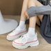 Mesh For Women With Mesh Surface, One Foot On Summer New Thick Soled Sports Versatile Black Breathable White Dad_vogvips.com