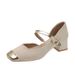 Xiaoxiangfeng Fashion Mary Jane Shoes Women's Skirt Thick Heel Small High Heel Sandals French Single Shoes_vogvips.com