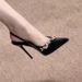 Pointed Rhinestone High Heels Women's Stiletto Heel High Sense Empty Rear Strap Women's Single_vogvips.com