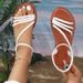 Summer Braided Foot Elastic Band Roman Beach Fashion Casual Flat Sandals For Plus Size Women Shoes_vogvips.com
