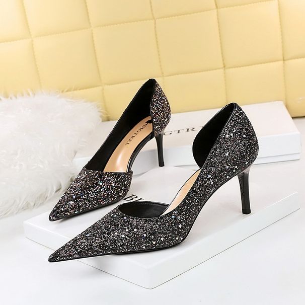 Elegant Women's High Heel Pumps With Sequins & Openwork Design - Pointed Toe Stiletto Heels For Parties & Evening Events_vogvips.com