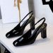 Elegant Women's Square-Toe Chunky Heel Open-Back Pumps - Breathable Hollow-Out Design, High Heel Dress Shoes For Banquets & Parties High Heel Shoes_vogvips.com