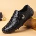 Euro Step Plus Size 2025 New Genuine Cowhide Crocodile Pattern Loafers Men's High-end Leather Shoes_vogvips.com