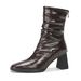 H9537-3 High Heel Ankle For Women, Fleece Lined, French Style, Mid-Calf Slimming Fashion Boots, Back Zipper, Square Toe_vogvips.com