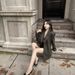 New Metal Square Sexy Backless Sandals Black New Patent Leather Single Shoes Side Open Iron Toe High Heels_vogvips.com