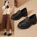Chunky Sole Dress Loafers Elegant Slip On Shoes With Decorative Buckle For Daily Office Wear_vogvips.com