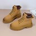 Trendy Hiking All-Season Casual Martin Work British Style Slimming Comfortable Yellow Women's Boots_vogvips.com