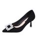 High Heels For Women 2025 Spring And Autumn Thin Heel Rhinestone Pointed Toe Design Sense Niche French Style Shallow_vogvips.com