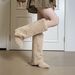 In Stock Pointed Toe Lamb Wool Heel Long For Women 2025 Autumn Winter High Tube Wedge Fleece Lined Warm Snow Boots_vogvips.com