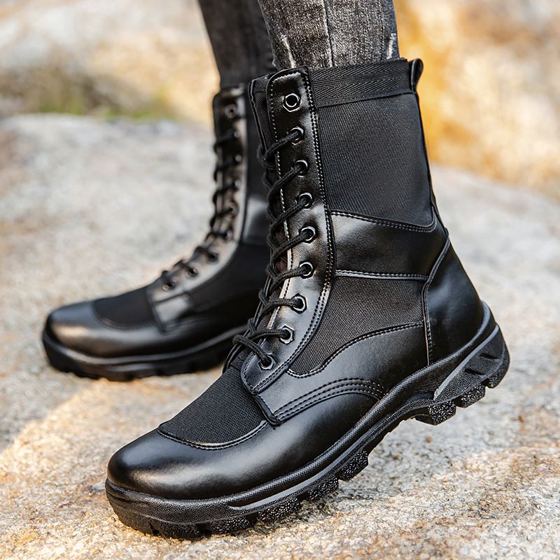 European Warm Series Spring Summer Combat Men Breathable Mesh Work Security Inspection Outdoor Hiking Martin Boots Training Tactical Shoes_vogvips.com