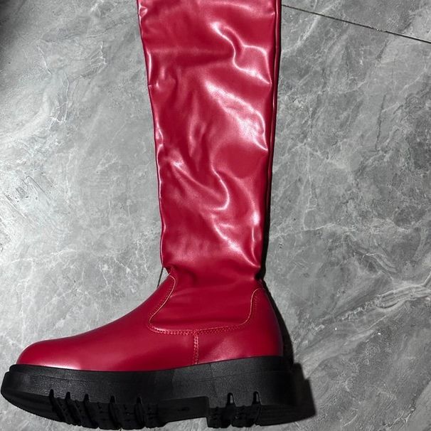 New Plus Size Women's Long Autumn Winter, Thick Soled Over The Knee Boots Look Tall, Elastic And Slim For Women_vogvips.com